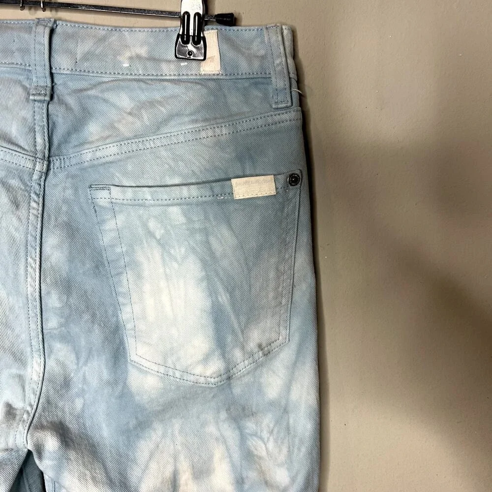 7 For All Mankind High‎ Waist Cropped Straight Cloud Wash Tye Dye Jeans Size 29